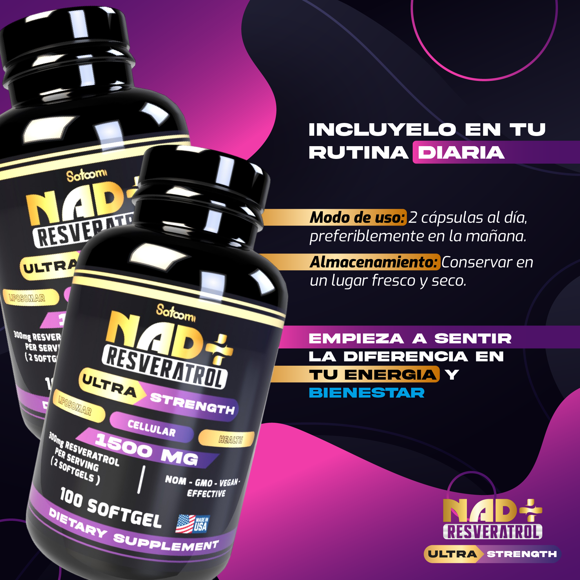Miniatura 3 de NAD+ Resveratrol con Serum+E